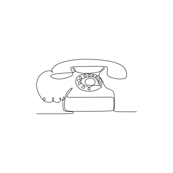 Dessin au trait continu d'un téléphone minimaliste. Téléphone vintage rétro avec design minimaliste . — Image vectorielle