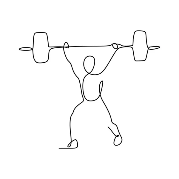 Trazando una línea continua de posición de levantamiento de pesas . — Archivo Imágenes Vectoriales