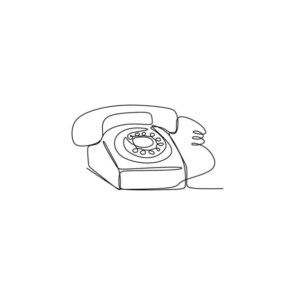 Continuous one line drawing of a minimalist vintage telephone. — Stock Vector