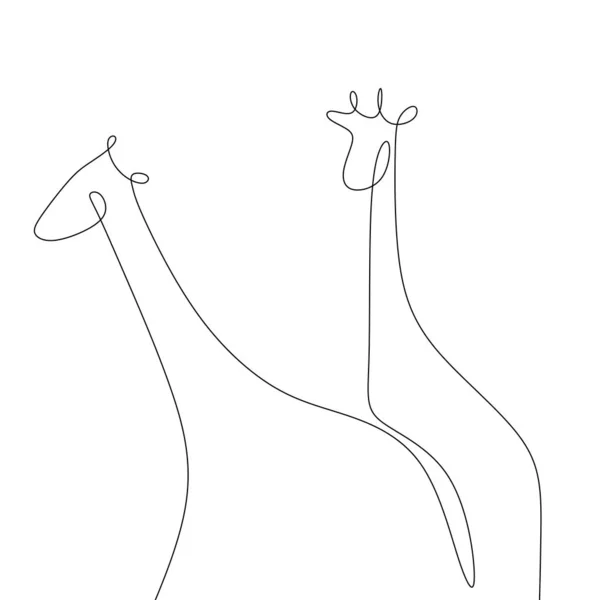 Folyamatos vonalas rajz két zsiráf állatok egy egyszerű minimalista stílusban. — Stock Vector