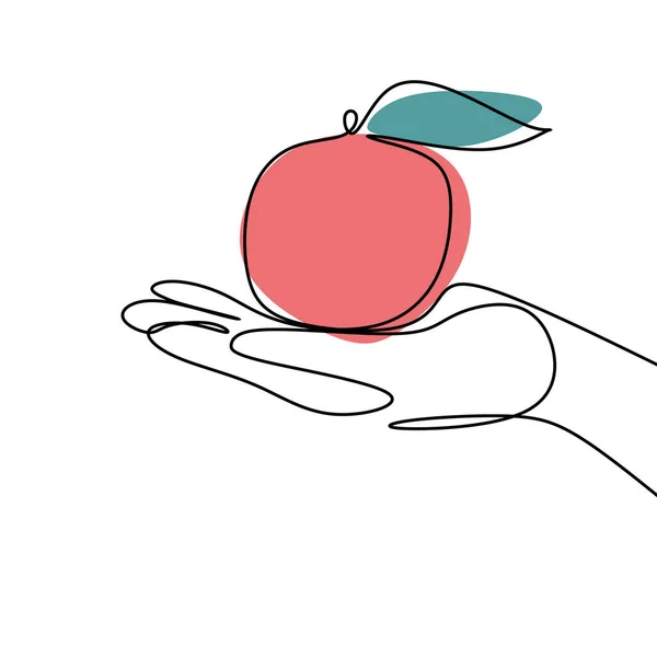 Trazando una línea continua de manzanas . — Vector de stock