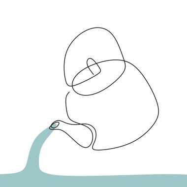 su içeren bir çaydanlık, sürekli çizgi çizme.