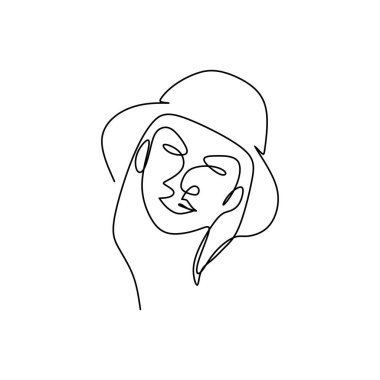 şapkalar yaz için sürekli çizgi çizme.