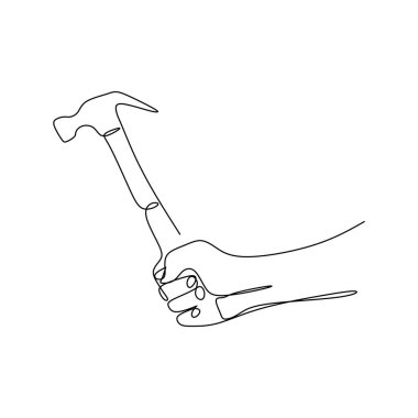 çekiç tutan elin sürekli çizgi çizme.