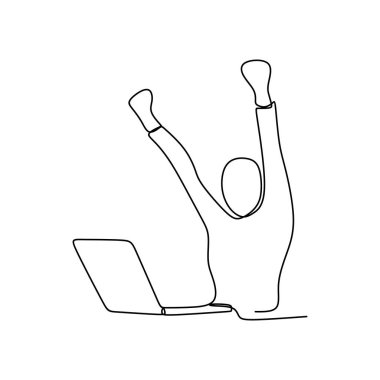 Ofis çalışanları işlerini başarıyla tamamlayan sürekli bir çizgi çekerek.