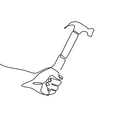 çekiç tutan elin sürekli çizgi çizme.