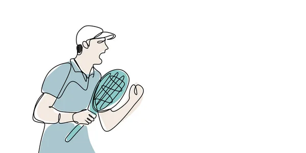 Dibujos en línea siguen siendo apasionados por jugar al tenis . — Archivo Imágenes Vectoriales