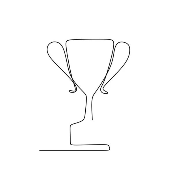 Drawing a continuous line of winning trophy — Stock Vector