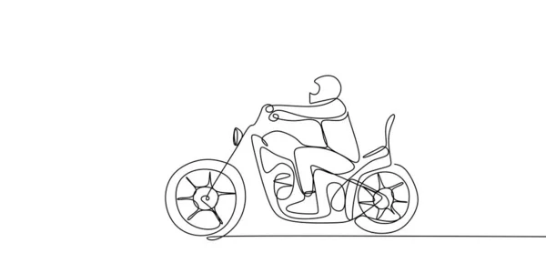 Continuous line drawing of a chopper motorist. Modern futuristic design. — Stock Vector
