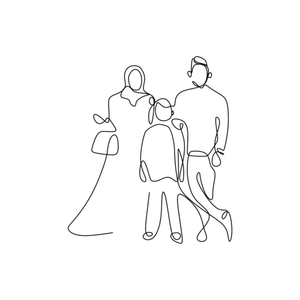 Desenho de linha contínuo de uma família . —  Vetores de Stock