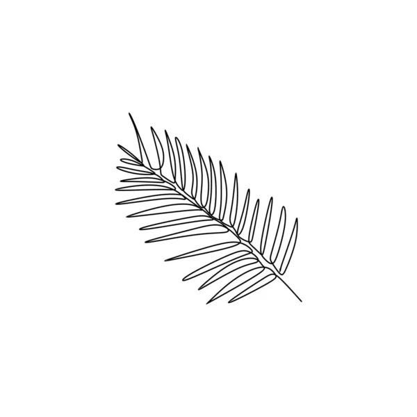 Disegno a una linea di foglia di palma con semplice lineart design tema estivo . — Vettoriale Stock