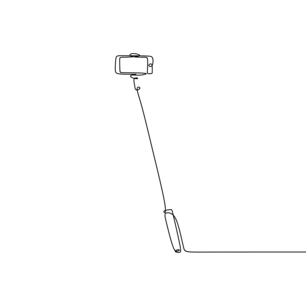Kontinuální linie kresby stick pro selfie. — Stockový vektor