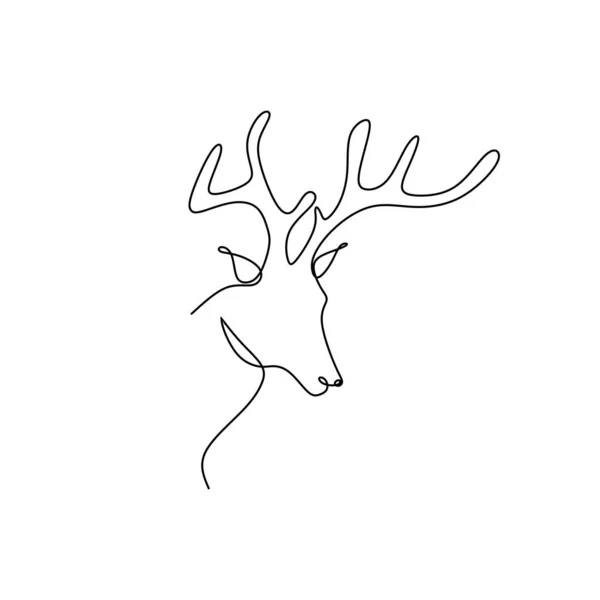 Continuous line drawing of a deer head. — Stock Vector