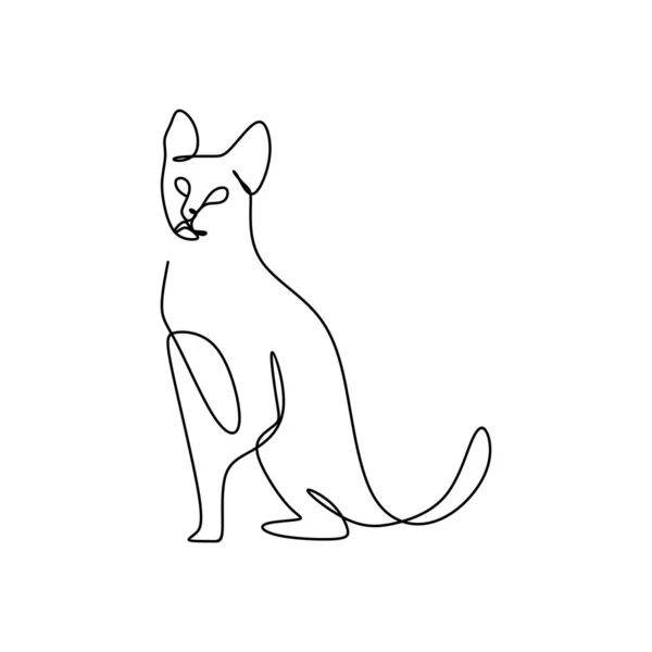 Dibujo en línea continua de animales de gato minimalistas . — Vector de stock