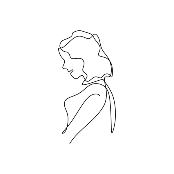 Dessins d'une ligne tenir les cheveux modèles féminins . — Image vectorielle