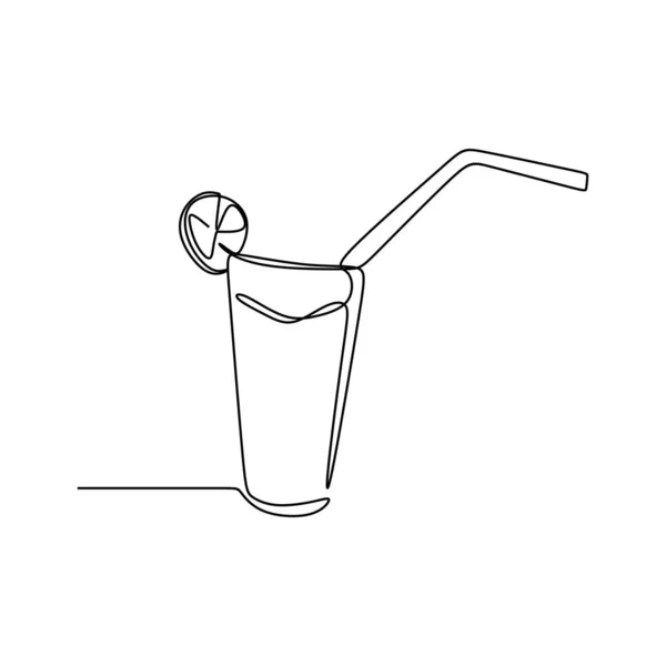 Dibujo continuo de una línea de bebidas de zumo de naranja de verano . — Vector de stock