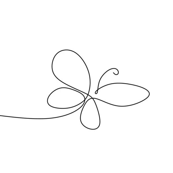 Picture of a continuous line of minimalist butterfly animals. — Stock Vector
