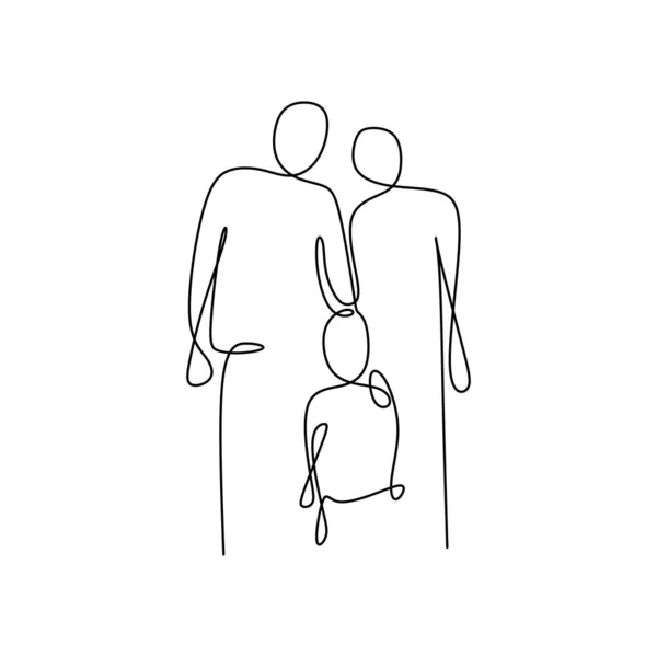 Kontinuierliche Linienzeichnung einer Familie. — Stockvektor