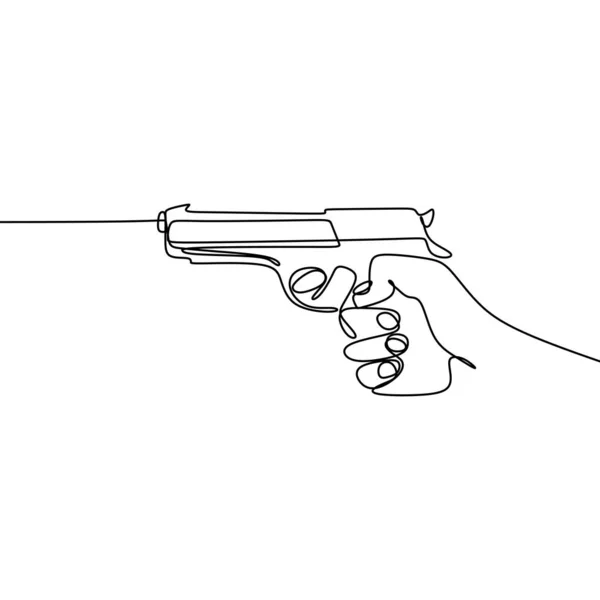 Kontinuální kresba rukou a pistole. — Stockový vektor