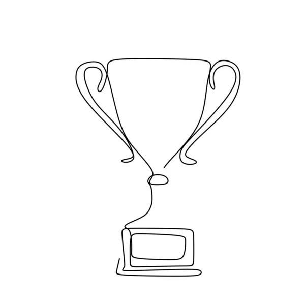 Um desenho de linha de ganhar troféu para vencedor — Vetor de Stock