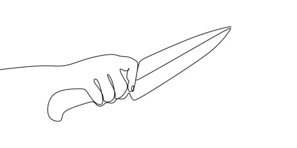 Kontinuální kreslení čar od ruky drží nůž. — Stockový vektor