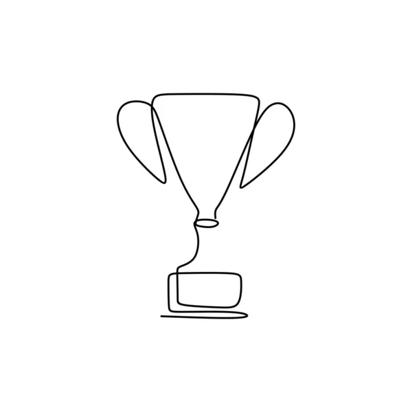 Drawing a continuous line of award trophies for the champions. — Stock Vector