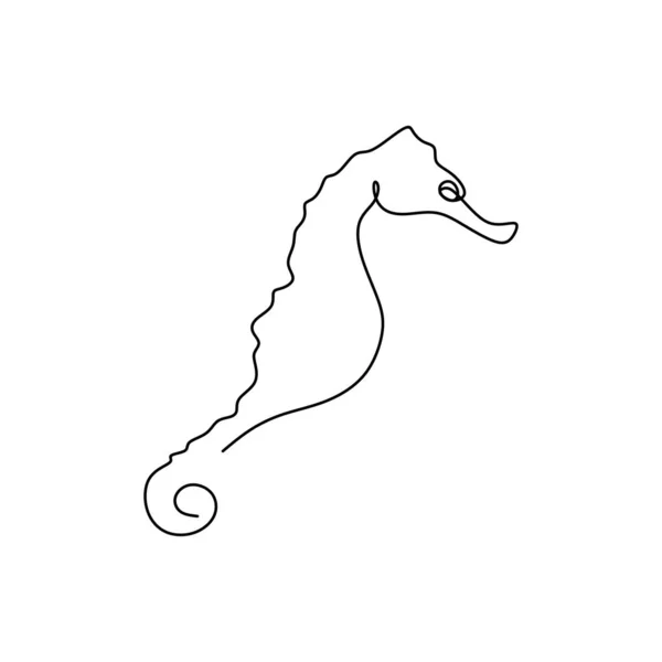 One line drawing of sea horse minimalist design — Stock Vector