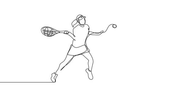 Continu lijntekening van tennis sport. — Stockvector