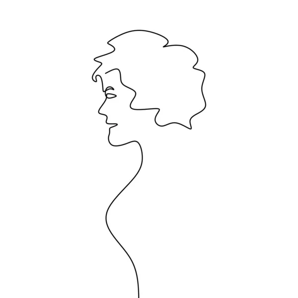 Satu garis gambar memegang rambut wajah wanita abstrak - Stok Vektor
