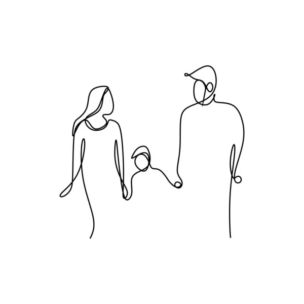 Dibujo continuo de una familia . — Vector de stock