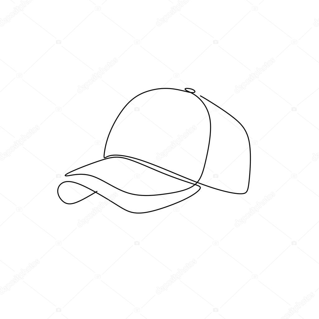 continuous line drawing of hats for summer.