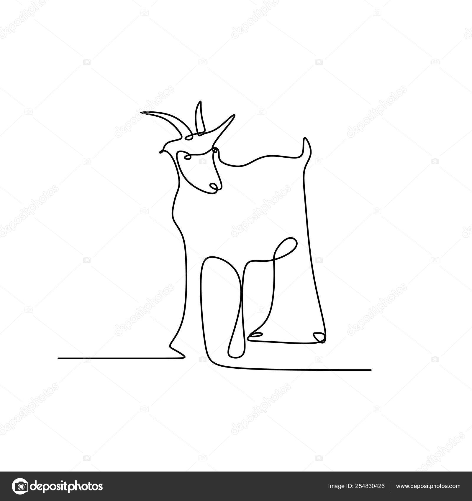 Drawing Continuous Line Goat Stock Vector C Ngupakarti 254830426