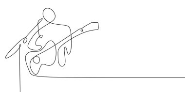 Akustik gitarist sürekli çizgi çizimi