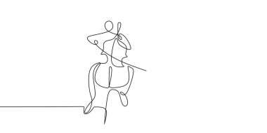 continuous line drawing of someone playing classical music instruments. clipart