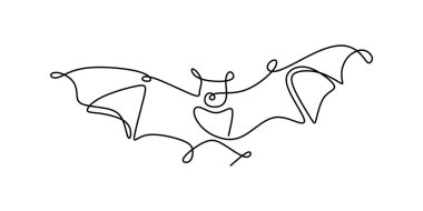 uçan yarasa hayvanların sürekli bir çizgi çizim.