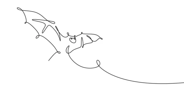Pipistrello Una Linea Disegno Vettoriale Illustrazione — Vettoriale Stock