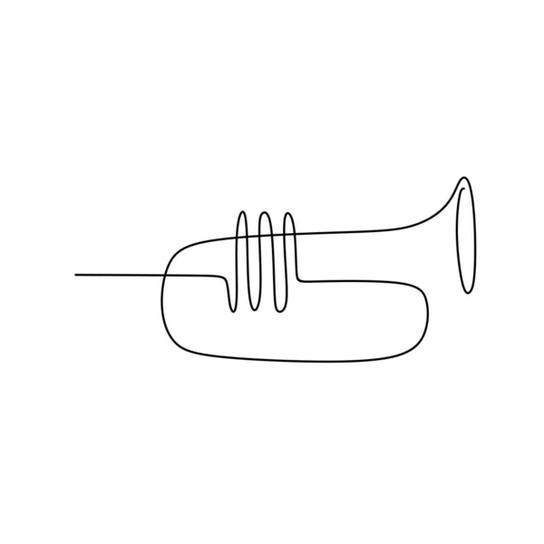 Image Une Ligne Continue Instruments Musique Trompette — Image vectorielle