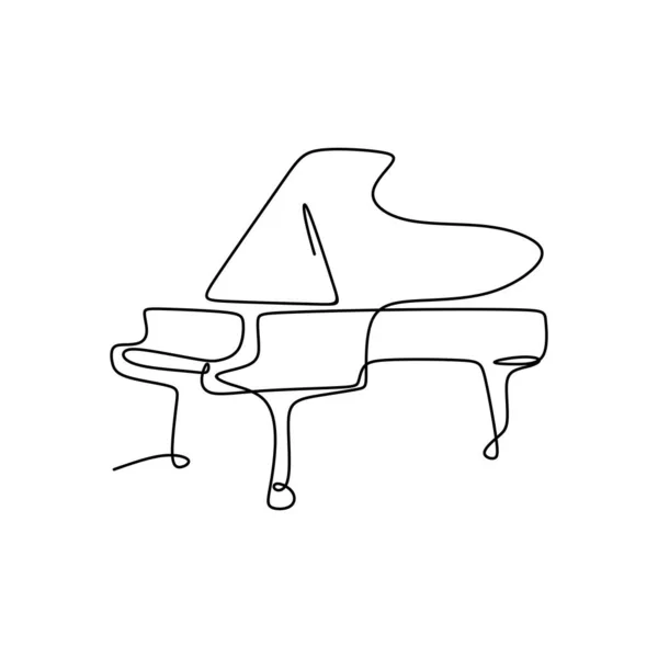 Непрерывная Линия Рисования Фортепианный Инструмент Минималистскими Характеристиками Дизайна — стоковый вектор