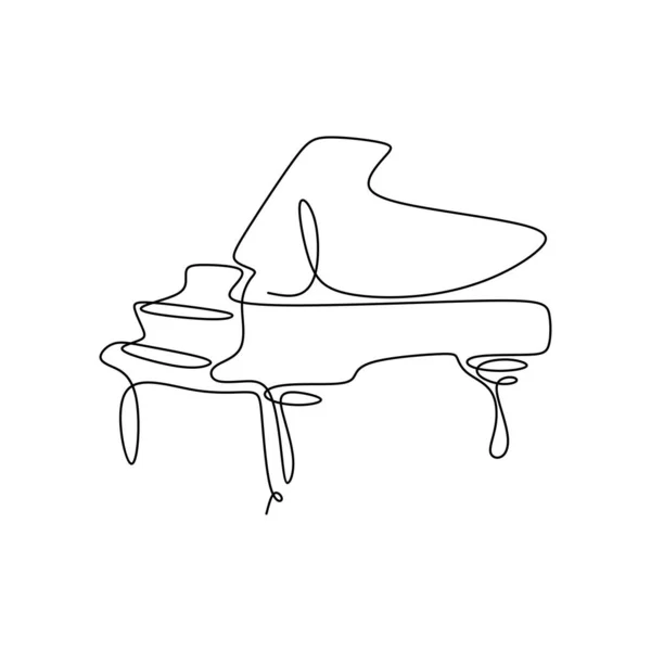 Linha Desenho Contínuo Instrumento Música Piano Com Características Design Minimalistas — Vetor de Stock