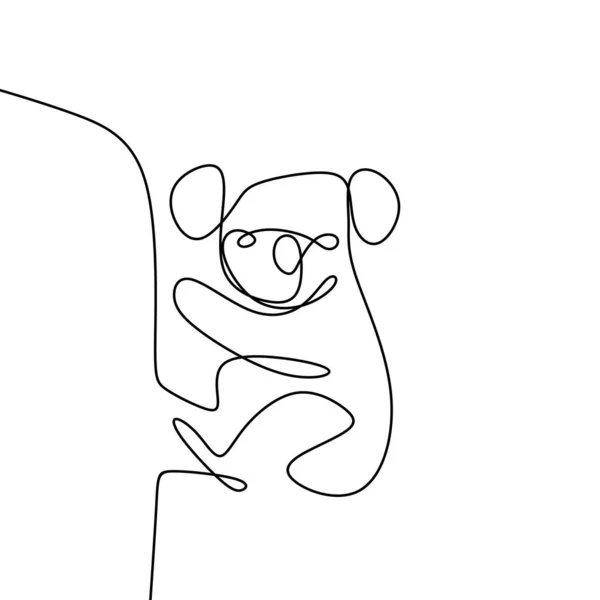 Narysować Ciągłą Linię Koala Zwierząt Prostym Designie — Wektor stockowy