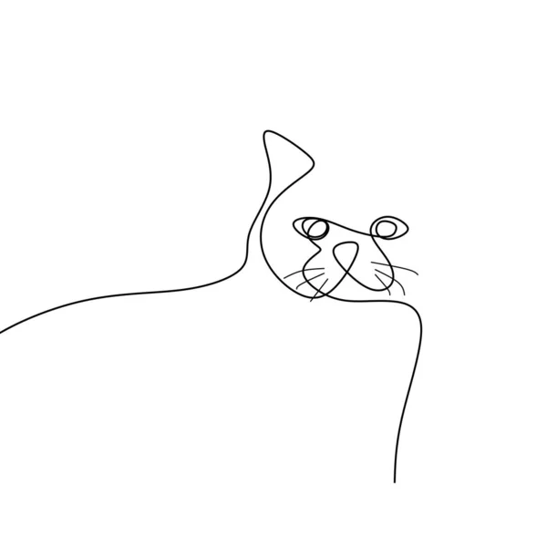 Desenho Linha Contínua Animais Gato —  Vetores de Stock