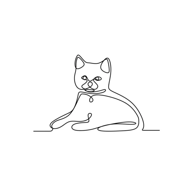 Línea Continua Dibujo Gato Animal Bueno Para Cartel — Vector de stock