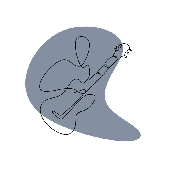 Continuous Line Drawings Playing Guitar Minimalist Simple Design — Stock Vector
