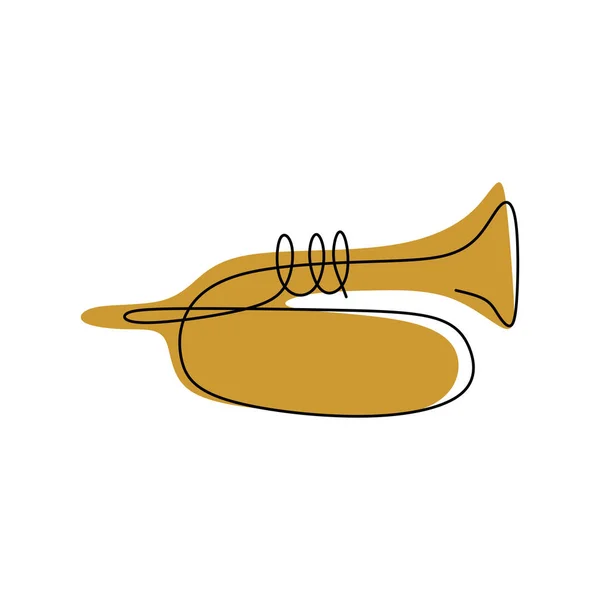 Imagen Una Línea Continua Instrumentos Musicales Trompeta — Archivo Imágenes Vectoriales