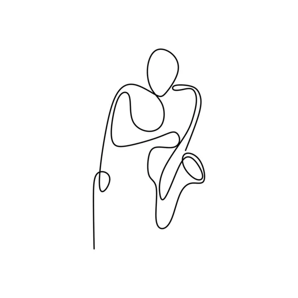 Dessin Ligne Continue Jouant Des Trompettes Avec Design Minimaliste Simple — Image vectorielle