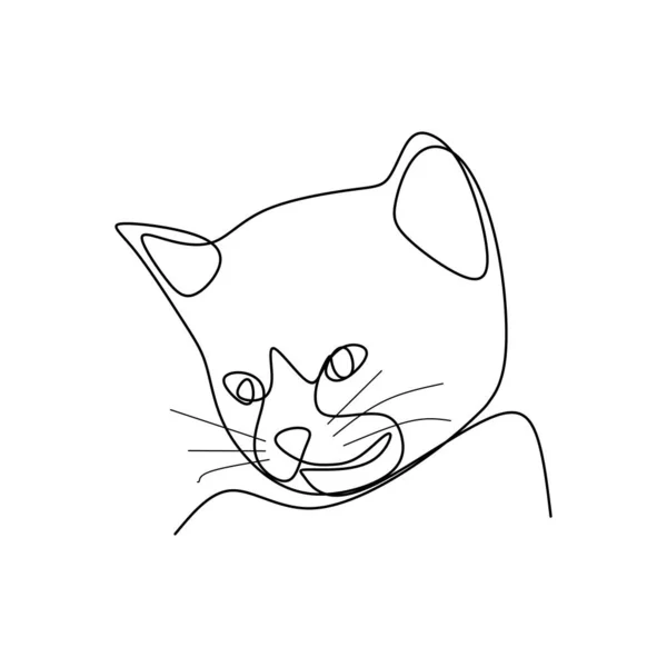 Desenho Linha Contínua Animais Gato —  Vetores de Stock