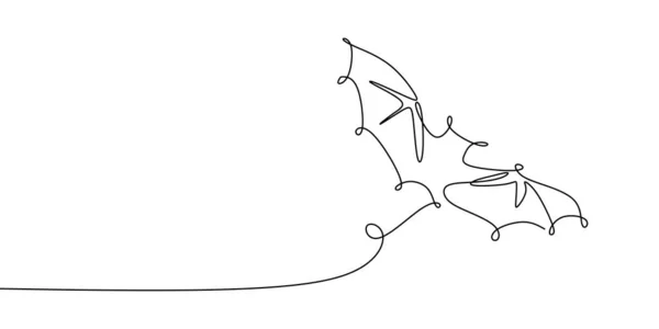 Desenhando Uma Linha Contínua Morcegos Voando — Vetor de Stock
