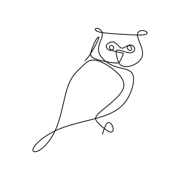 用简单的设计绘制一条连续的猫头鹰线 — 图库矢量图片