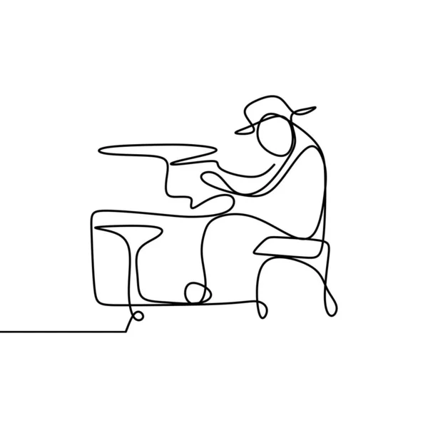 ピアノを弾く連続描画ライン — ストックベクタ