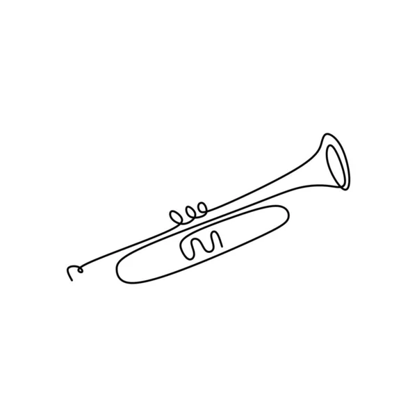 Kontinuerlig Linje Ritning Ett Jazz Instrument — Stock vektor